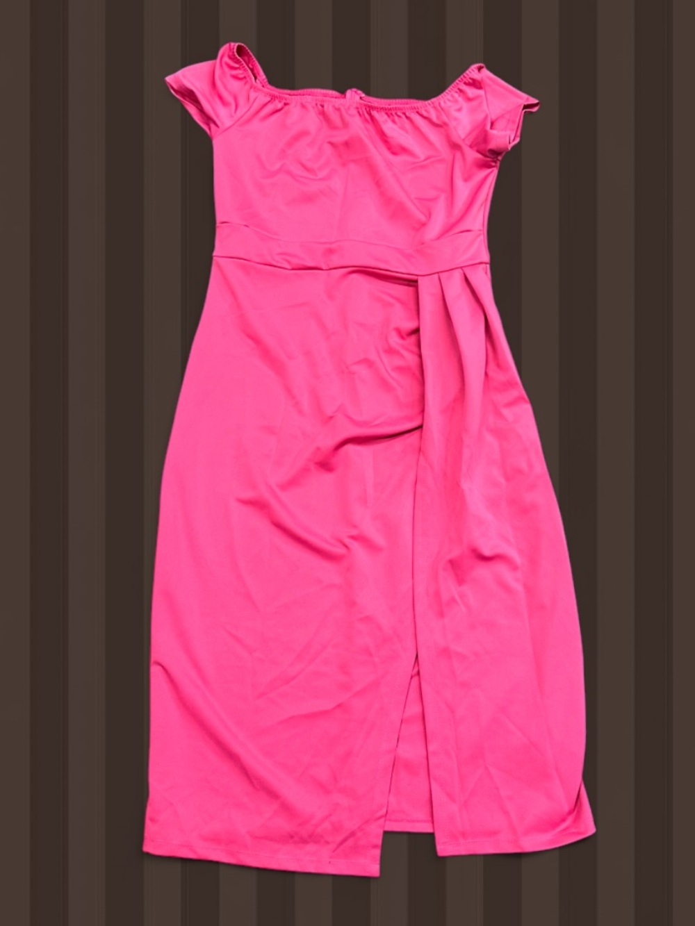 Women’s Hot Pink Off-Shoulder Midi Dress